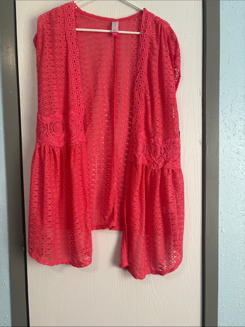 No Boundaries Coral Lace Crochet Vest